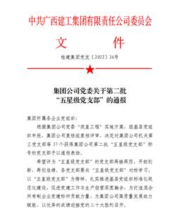 冶建公司4個(gè)黨支部獲集團(tuán)公司授予“五星級(jí)黨支部”榮譽(yù)稱(chēng)號(hào)