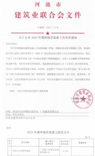 【喜訊】桂金分公司項(xiàng)目榮獲河池市優(yōu)質(zhì)工程獎