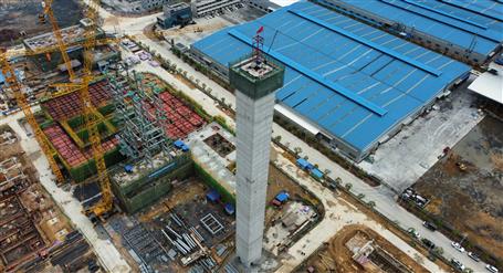 80米高煙囪、提前14天封頂！